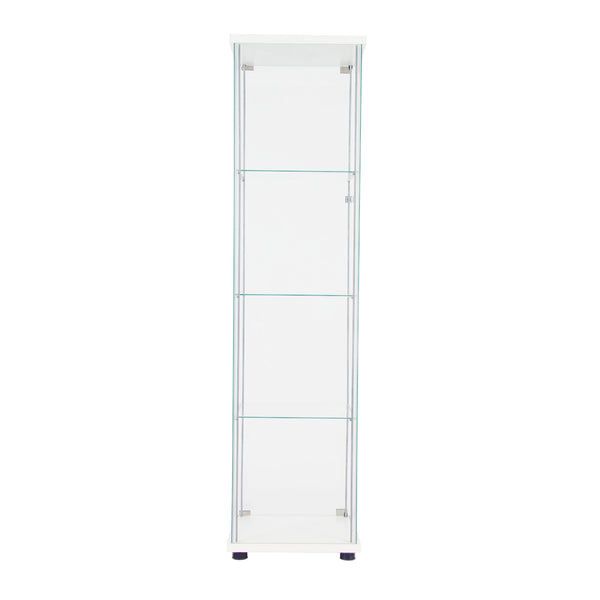 English Elm One sleek glass display cabinet with one door and 4 adjustable shelves for showcasing décor and collectibles White W151064125