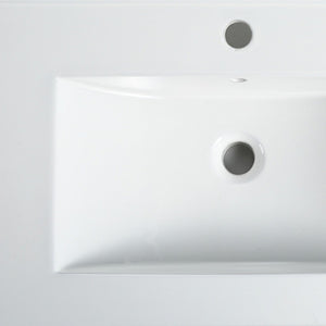 English Elm Bathroom Ceramic Vanity Sink Triple Glazed Glossy White with Overflow and Faucet Hole W99981581