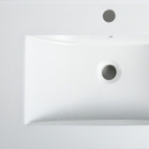 English Elm Bathroom Ceramic Vanity Sink Triple Glazed Glossy White with Overflow and Faucet Hole W99981581