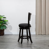 English Elm 24" Counter Height Slat Back Swivel Stool, Espresso Finish, Charcoal Fabric Seat