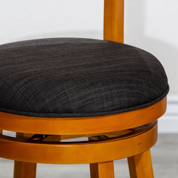 English Elm 24" Counter Height Swivel Stool With Charcoal Fabric Seat - Classic Slat Back Design & Durability B04660694
