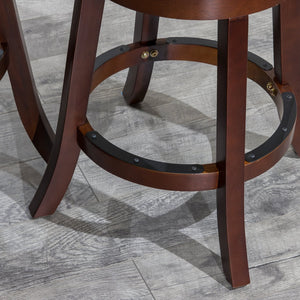 English Elm 24" Counter Height Slat Back Swivel Stool - Cherry Finish & Charcoal Fabric For Classic Comfort B04660686