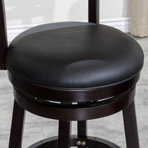 English Elm 24" Counter Height Slat Back Swivel Stool - Elegant Espresso Finish With Luxurious Black Leather Seat B04660680