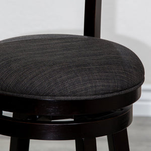 English Elm 24" Counter Height Swivel Stool With Espresso Finish And Padded Charcoal Fabric Seat For Style B04660690