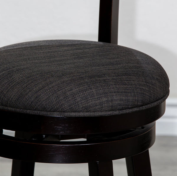 English Elm 24" Counter Height Swivel Stool With Espresso Finish And Padded Charcoal Fabric Seat For Style B04660690