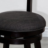 English Elm 24" Counter Height Slat Back Swivel Stool, Espresso Finish, Charcoal Fabric Seat