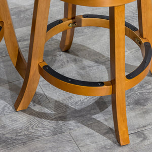 English Elm 30" 4-Slat Back Swivel Bar Stool with Padded Charcoal Fabric Seat, Solid Hardwood Frame, Durable Footrest Natural B04660695