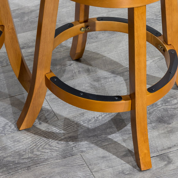English Elm 24" Counter Height Slat Back Swivel Stool – Stylish Natural Finish With Cozy Beige Upholstered Seat B04660692