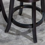 English Elm 24" Counter Height Slat Back Swivel Stool, Espresso Finish, Charcoal Fabric Seat