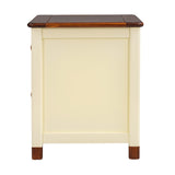 English Elm Wooden Nightstand With Two Drawers For Kids,End Table For Bedroom,Cream+Walnut