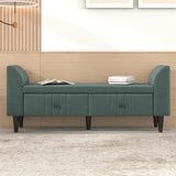 Green Velvet Ottoman Bench with 2 Drawers - Modern & Sturdy Design, Easy Assembly - 56.3