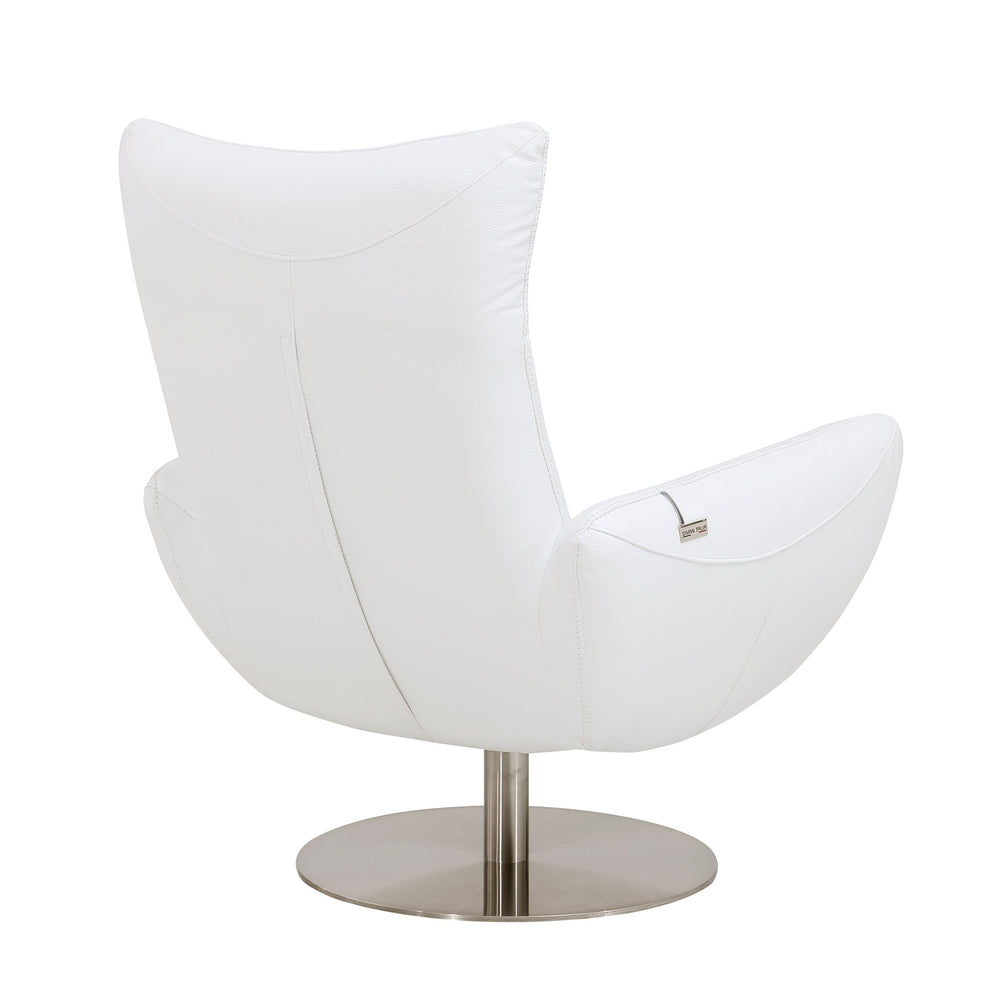 English Elm Global Modern Top-Grain Italian Leather Loveseat in White with Chrome Base, Solid Wood Frame & Plush Foam Cushions B05777800