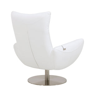 English Elm Global Modern Top-Grain Italian Leather Loveseat in White with Chrome Base, Solid Wood Frame & Plush Foam Cushions B05777800