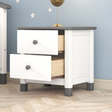 Hearth and Haven Wooden Nightstand with Two Drawers For Kids, End Table For Bedroom, White+Gray WF297965AAK