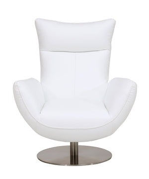 English Elm Global Modern Top-Grain Italian Leather Loveseat in White with Chrome Base, Solid Wood Frame & Plush Foam Cushions B05777800