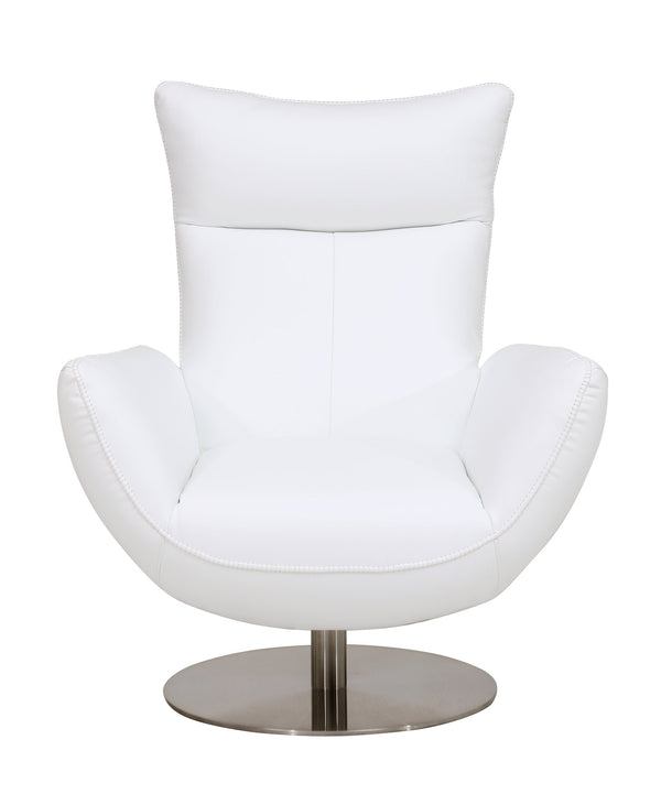 English Elm Global Modern Top-Grain Italian Leather Loveseat in White with Chrome Base, Solid Wood Frame & Plush Foam Cushions B05777800