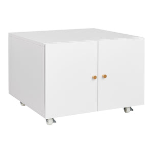 English Elm White Steel Rolling Printer Cabinet with Magnetic Doors and Adjustable Shelf for Home Office W124757932