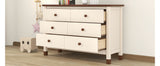 English Elm Wooden Storage Dresser With 6 Drawers,Storage Cabinet For Kids Bedroom,Cream+Walnut