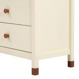 English Elm Wooden Storage Dresser With 6 Drawers,Storage Cabinet For Kids Bedroom,Cream+Walnut