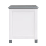 English Elm Wooden Nightstand With Two Drawers For Kids,End Table For Bedroom,White+Gray