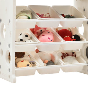 English Elm Kids Tree Shaped Hdpe Toy Organizer with 12 Bins and Open Bookshelves for Nursery PP300105AAE