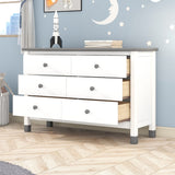 Kids Wooden Storage Dresser: 6 Drawers, White & Gray
Sturdy Frame, Space-Saving, Cute Design | Versatile Use