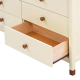 English Elm Wooden Storage Dresser With 6 Drawers,Storage Cabinet For Kids Bedroom,Cream+Walnut