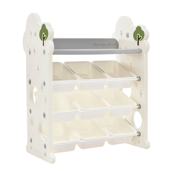 English Elm Kids Tree Shaped Hdpe Toy Organizer with 12 Bins and Open Bookshelves for Nursery PP300105AAE