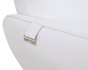 English Elm Global Modern Top-Grain Italian Leather Loveseat in White with Chrome Base, Solid Wood Frame & Plush Foam Cushions B05777800
