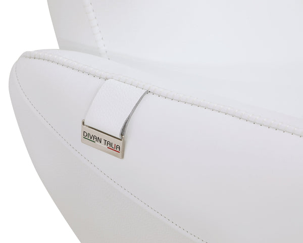 English Elm Global Modern Top-Grain Italian Leather Loveseat in White with Chrome Base, Solid Wood Frame & Plush Foam Cushions B05777800