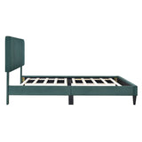 English Elm Queen Size Upholstered Platform Bed,No Box Spring Needed, Velvet Fabric,Green