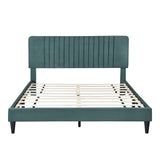 English Elm Queen Size Upholstered Platform Bed,No Box Spring Needed, Velvet Fabric,Green