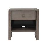 Hearth and Haven Wooden Nightstand with a Drawer and An Open Storage, End Table For Bedroom, Anitque Gray WF295306AAG