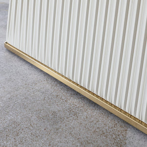 English Elm 71" Contemporary Sintered Stone Dining Set Carrara White Table with Square Pedestal + 6 Beige Leather Chairs — Stain & Heat Resistant, Food-Safe Eco-Friendly Design W509S00079