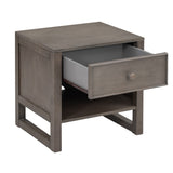 Hearth and Haven Wooden Nightstand with a Drawer and An Open Storage, End Table For Bedroom, Anitque Gray WF295306AAG