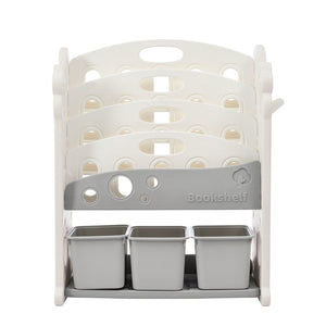 English Elm Kids Tree Shaped Hdpe Toy Organizer with 12 Bins and Open Bookshelves for Nursery PP300105AAE