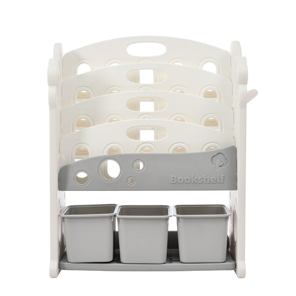 English Elm Kids Tree Shaped Hdpe Toy Organizer with 12 Bins and Open Bookshelves for Nursery PP300105AAE
