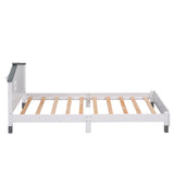 English Elm 3-Pieces Bedroom Sets Twin Size Platform Bed With Nightstand and Storage Dresser,White+Gray