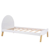 Hearth and Haven Wooden Cute Platform Bed with Curved Headboard, Twin Size Bed with Shelf Behind Headboard, White WF295686AAK