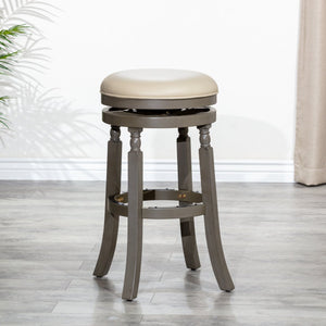 English Elm 30" Bar Stool - Stylish Weathered Gray, Comfortable French Gray Leather Seat, Perfect For Any Space B04660739