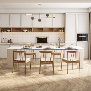 English Elm Multifunctional Extendable Console Table Up to 118.5" | Elegant Chipboard & MDF, Space-Saving Design W33166749