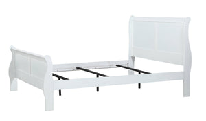 English Elm Louis Low-Profile Queen Sleigh Bed White Finish Solid Wood Panel Headboard Footboard Elegant Design B011S00289