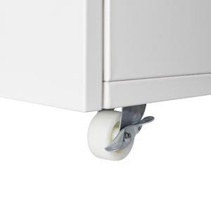 English Elm White Steel Rolling Printer Cabinet with Magnetic Doors and Adjustable Shelf for Home Office W124757932