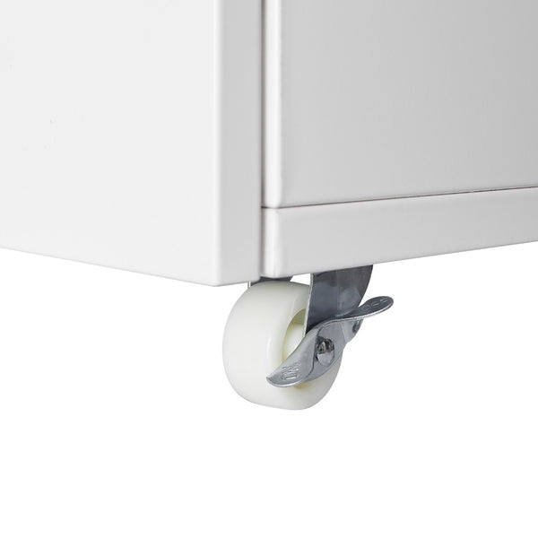 English Elm White Steel Rolling Printer Cabinet with Magnetic Doors and Adjustable Shelf for Home Office W124757932