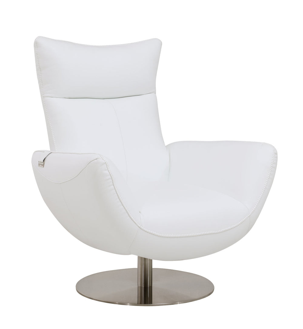 English Elm Global Modern Top-Grain Italian Leather Loveseat in White with Chrome Base, Solid Wood Frame & Plush Foam Cushions B05777800