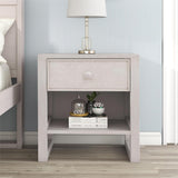 Hearth and Haven Wooden Nightstand with a Drawer and An Open Storage, End Table For Bedroom, Anitque White WF295306AAW