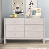 Hearth and Haven Rustic Wooden Dresser with 6 Drawers, Storage Cabinet For Bedroom, Anitque White WF295307AAW