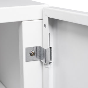 English Elm White Steel Rolling Printer Cabinet with Magnetic Doors and Adjustable Shelf for Home Office W124757932