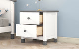 Hearth and Haven Wooden Nightstand with Two Drawers For Kids, End Table For Bedroom, White+Gray WF297965AAK