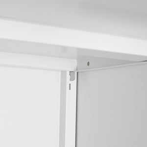 English Elm White Steel Rolling Printer Cabinet with Magnetic Doors and Adjustable Shelf for Home Office W124757932